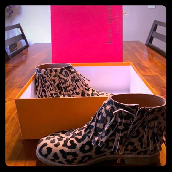 leopard print fringe booties